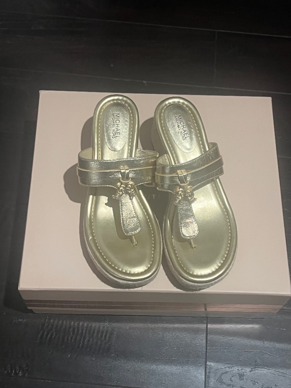 Michael Kors Gold wedge platform sandals size 7
